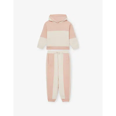 Reiss Kids' Colour-block Cotton-blend Hoody And Jogging Bottoms Set 4-13 Years Pink
