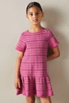 Reiss Pink Cotton Blend Checked Smocked Dress
