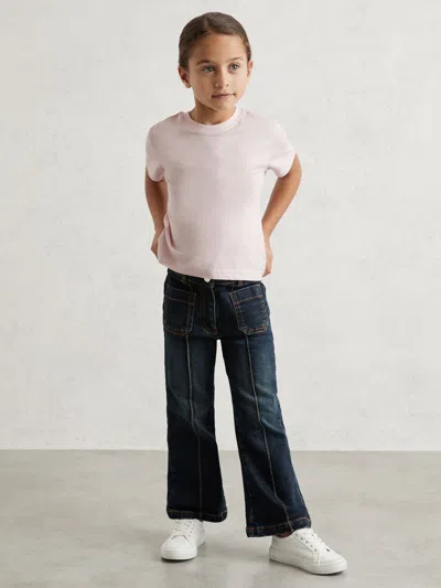 Reiss Pink Cotton Crew Neck T-shirt In Blue