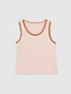 Reiss Pink Cotton Crochet-trim Vest