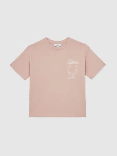 Reiss Pink Cotton Pony Club Print T-shirt