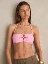 Reiss Pink Cut-out V-wire Bandeau Bikini Top In Pink