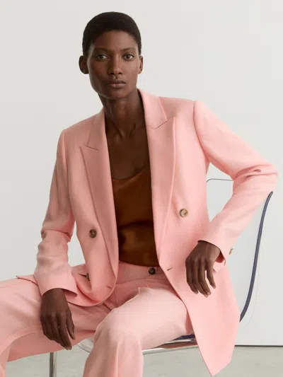 Reiss Pink Double-breasted Peak-lapel Suit Jacket