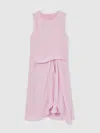 Reiss Pink 9-13 Yrs Draped Tuck Sleeveless Dress