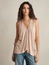 Reiss Pink Draped V-neck Sleeveless Top In Pink