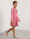 Reiss Pink Freya 9-13 Yrs Piped Knitted Skater Dress In Pink