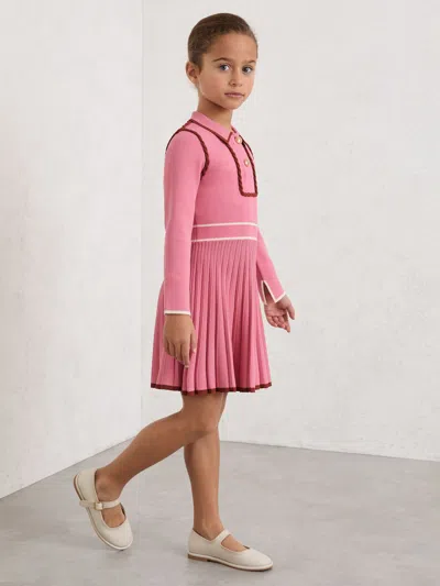 Reiss Pink Freya 9-13 Yrs Piped Knitted Skater Dress