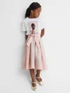 Reiss Pink Garcia 4-9 Yrs Pleated Belted Taffeta Midi Skirt