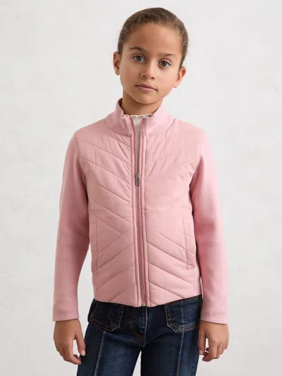 REISS REISS PINK HANSEL HYBRID QUILTED KNIT JACKET