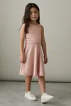 Reiss Kids' Pink Jersey Ruched Skater Dress