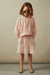 Reiss Pink Junior Metallic Print Flounced Hem Skirt In Pink