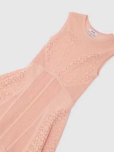 Reiss Kids'  Pink Lindy 13-14 Yrs Pointelle-knit Flippy Dress