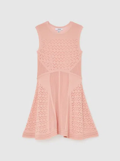 Reiss Pink Lindy 3-9 Yrs Pointelle-knit Flippy Dress In Multi