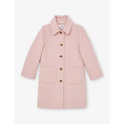 REISS PINK MABLI SIDE-POCKET WOOL-BLEND COAT 3-9
