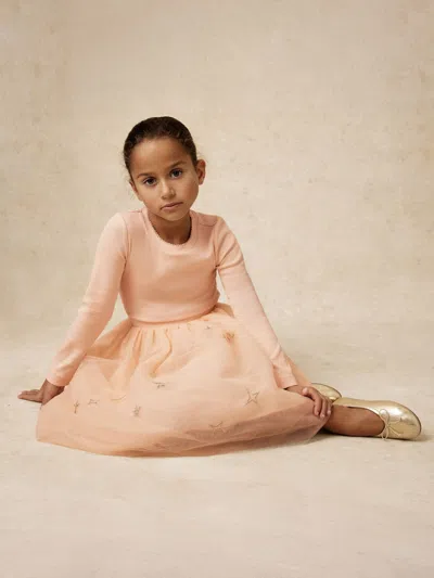 Reiss Kids'  Pink Mari 9-13 Yrs Star-embroidery Tulle Dress