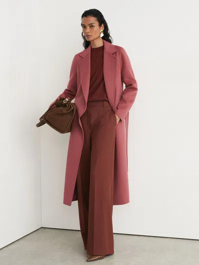 Reiss Pink Marlowe Wool-blend Double-breasted Blind-seam Coat