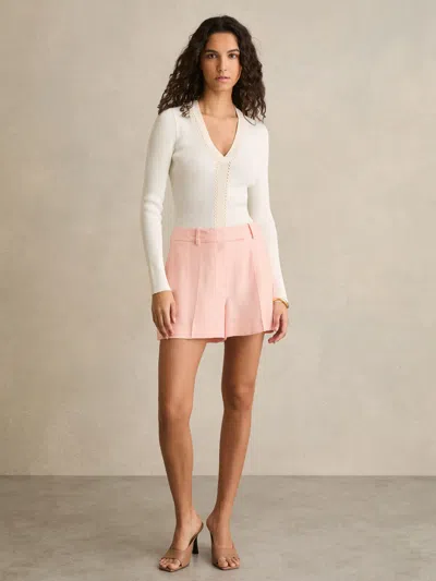 Reiss Pink Mid-rise Tailored Shorts
