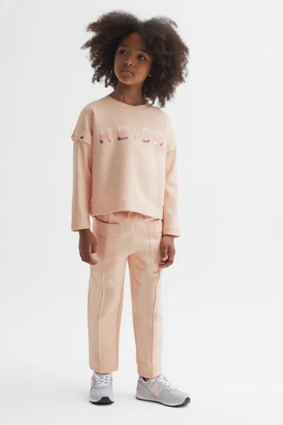Reiss Pink Mina 4-9 Yrs Drawstring Front Seam Joggers