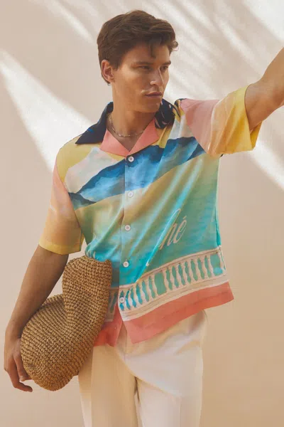 Reiss Pink Multi Ché Hand-painted Cuban Collar Shirt