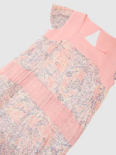 Reiss Kids'  Pink Natasha 13-14 Yrs Floral-print Pleated Jumpsuit