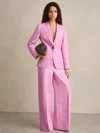 Reiss Pink Petite Single Breasted Suit Jacket With Linen