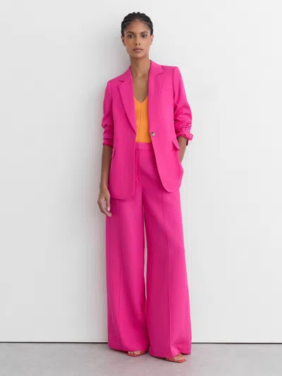 Reiss Pink Petite Single-breasted Suit Blazer With Linen