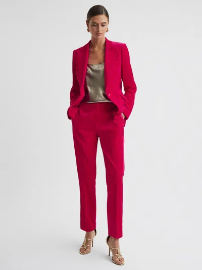 Reiss Pink Petite Velvet Tapered Suit Trousers