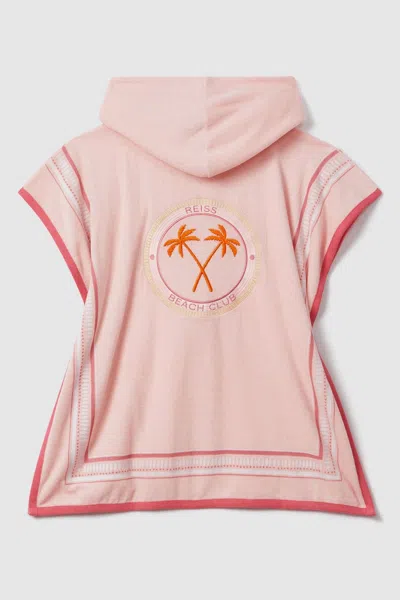Reiss Pink Print Junior Hooded Motif Poncho