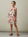 Reiss Pink Print Arina 4-9 Yrs Floral Print Skort Co-ord