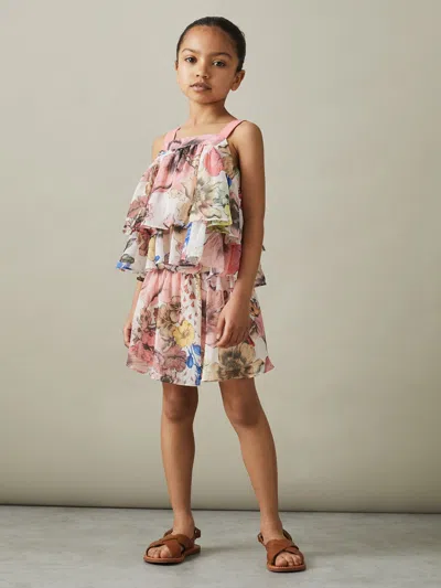 Reiss Pink Print Arina 4-9 Yrs Floral Print Skort Co-ord