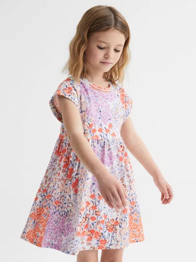 Reiss Pink Print Dahlia 9-12 Yrs Floral Print Jersey Dress