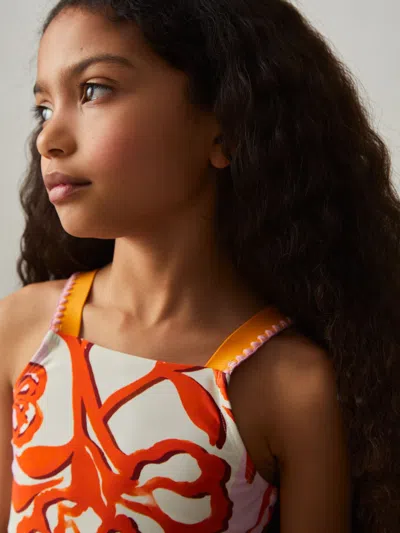 Reiss Pink Print Phoebe 4-9 Yrs Floral-print Bikini Top