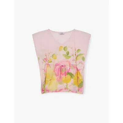 Reiss Kids' Pink Print Kila Floral-print Cotton Kaftan 3-9 Years