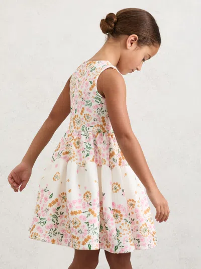 Reiss Kids'  Pink Print Myra 9-13 Yrs Floral-print Sleeveless Scuba Dress