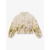 Reiss Pink Print 9-13 Yrs Quilted Printed Bomber Jacket In Pink Print