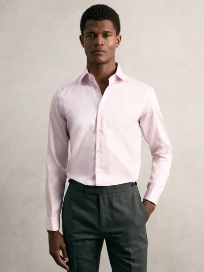 Reiss Pink Remote Double Cuff Slim Fit Cotton Sateen Shirt