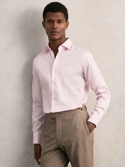 REISS PINK REMOTE REG COTTON SATIN CUTAWAY COLLAR SHIRT