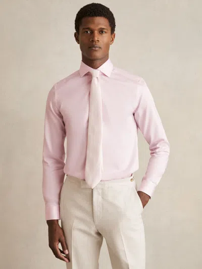 Reiss Pink Remote Slim Cotton-satin Cutaway-collar Shirt Slim-fit