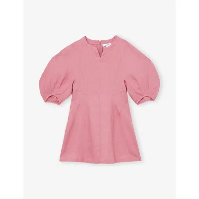 Reiss Kids' Pink Romy Balloon-sleeve Linen Dress 4