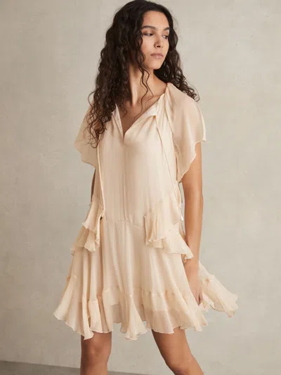 Reiss Pink Ruffle Mini Dress