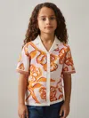 Reiss Pink Sandy 9-13 Yrs Floral Intarsia Knit Top In Orange