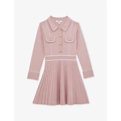 Reiss Kids' Sapna Stripe Knitted Dress 4 In Pink