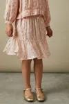 Reiss Pink Junior Metallic Print Flounced Hem Skirt In Pink