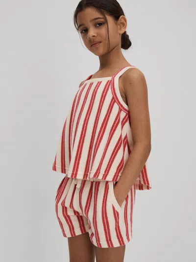 Reiss Pink Senior Towelling Vest And Shorts Set In Neutral