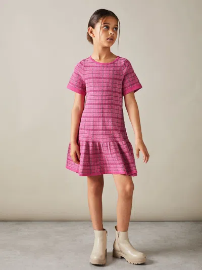 Reiss Pink Shona 4-9 Yrs Cotton Blend Checked Smocked Dress
