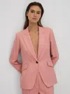 Reiss Pink Tailored Single Breasted Suit Blazer In Pink