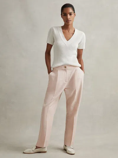 Reiss Pink Tapered Suit Trousers With Tencel™ Fibers