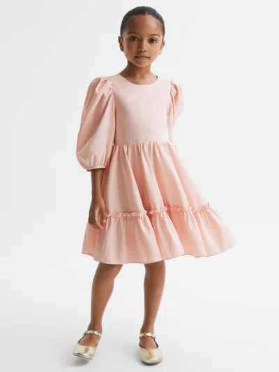 Reiss Pink 9-13 Yrs Mini Puff Sleeve Ruffle Dress