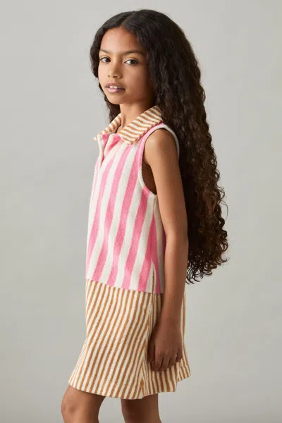 Reiss Pink Towelling Stripe Dress