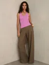 Reiss Womens Lauren Twist-strap Ribbed Linen Vest Top Pink Xs In Purple